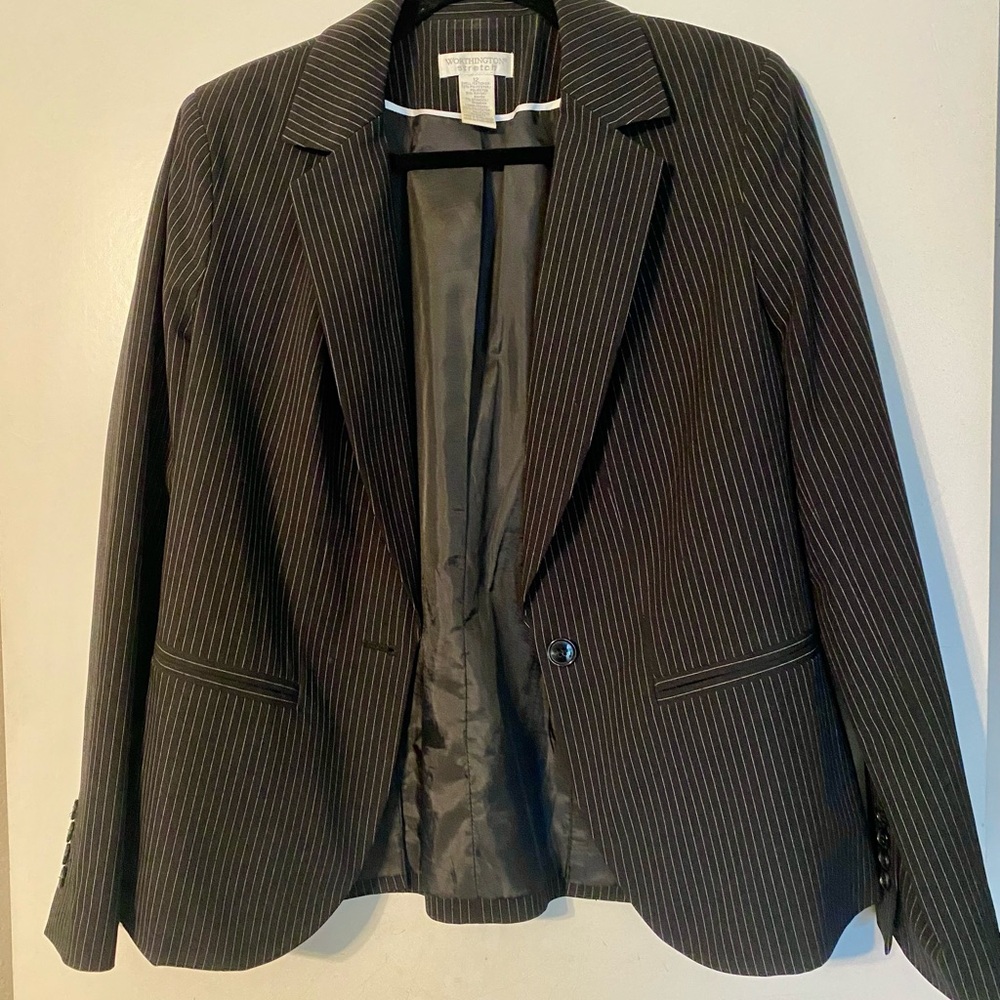 Women's Black Pinstripe Blazer